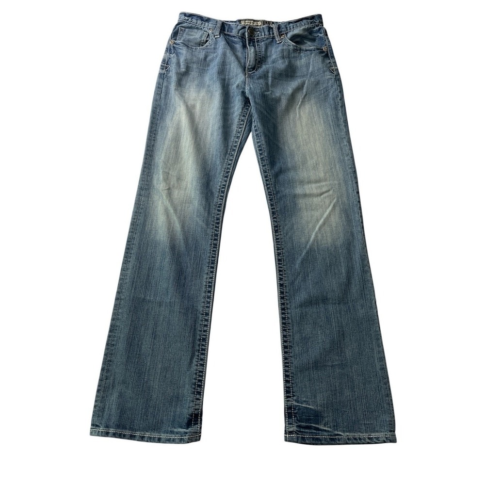 BKE Tyler Straight Men's Jeans 34L Medium Wash Straight Leg Distressed Denim